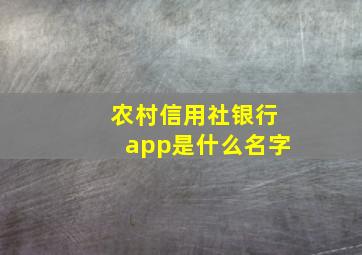 农村信用社银行app是什么名字