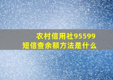 农村信用社95599短信查余额方法是什么