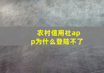 农村信用社app为什么登陆不了