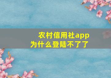 农村信用社app为什么登陆不了了