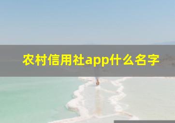 农村信用社app什么名字