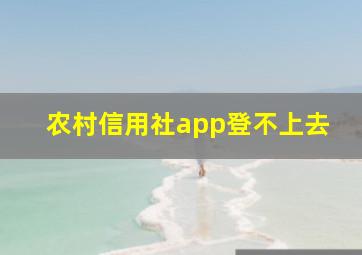 农村信用社app登不上去