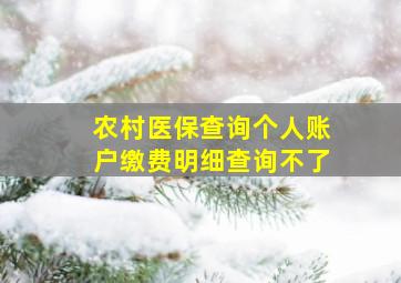 农村医保查询个人账户缴费明细查询不了