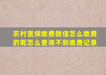 农村医保缴费微信怎么缴费的呢怎么查询不到缴费记录