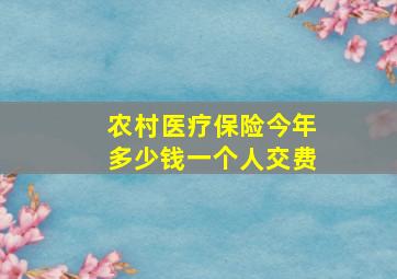 农村医疗保险今年多少钱一个人交费