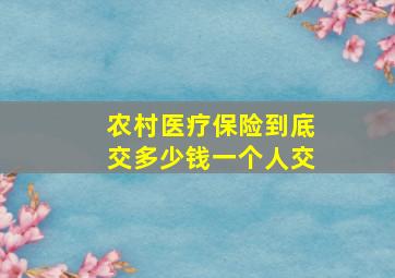 农村医疗保险到底交多少钱一个人交