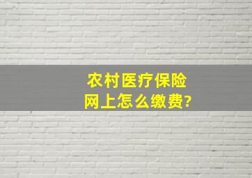 农村医疗保险网上怎么缴费?