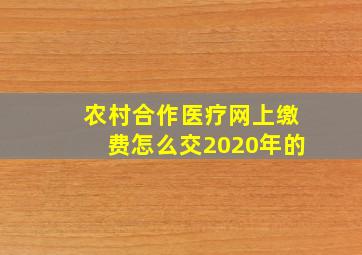 农村合作医疗网上缴费怎么交2020年的