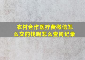 农村合作医疗费微信怎么交的钱呢怎么查询记录