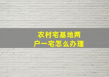 农村宅基地两户一宅怎么办理