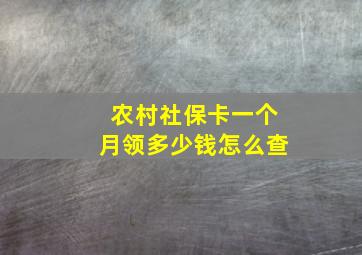 农村社保卡一个月领多少钱怎么查