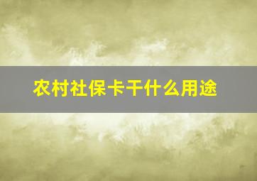 农村社保卡干什么用途