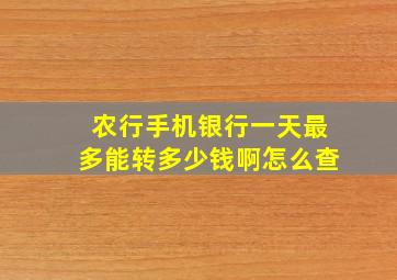 农行手机银行一天最多能转多少钱啊怎么查