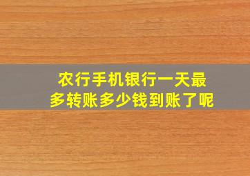 农行手机银行一天最多转账多少钱到账了呢