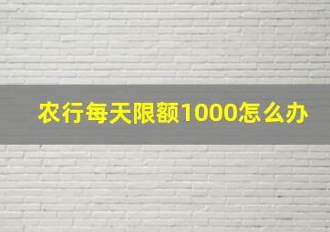 农行每天限额1000怎么办