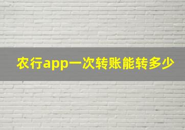 农行app一次转账能转多少