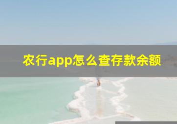 农行app怎么查存款余额