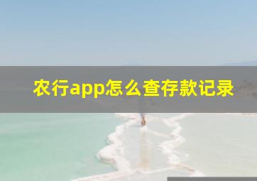 农行app怎么查存款记录