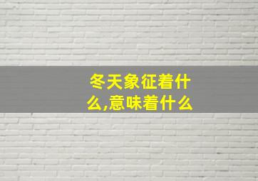 冬天象征着什么,意味着什么