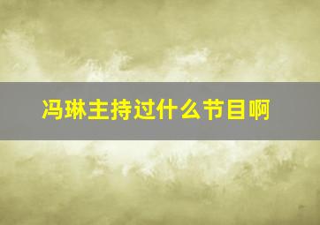 冯琳主持过什么节目啊