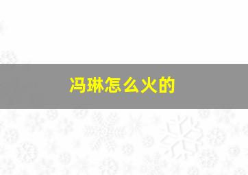 冯琳怎么火的