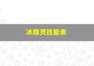 冰精灵技能表