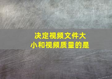 决定视频文件大小和视频质量的是