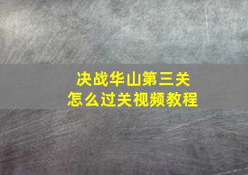 决战华山第三关怎么过关视频教程