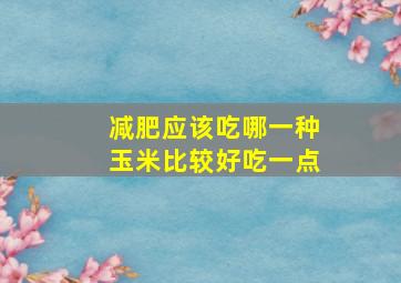 减肥应该吃哪一种玉米比较好吃一点