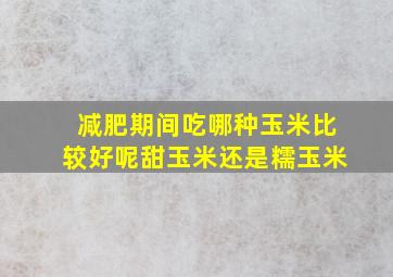 减肥期间吃哪种玉米比较好呢甜玉米还是糯玉米