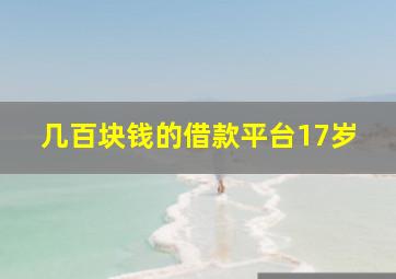 几百块钱的借款平台17岁