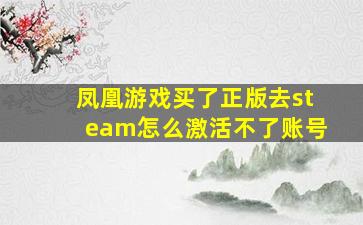 凤凰游戏买了正版去steam怎么激活不了账号