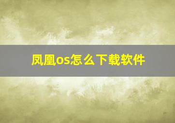 凤凰os怎么下载软件