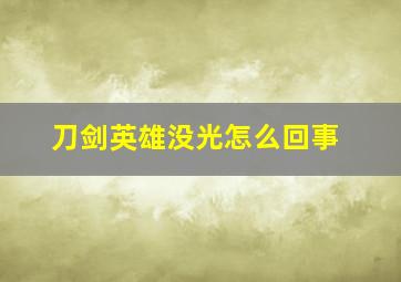 刀剑英雄没光怎么回事