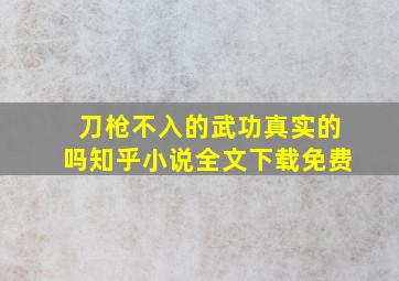 刀枪不入的武功真实的吗知乎小说全文下载免费