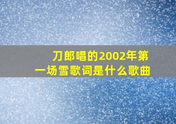 刀郎唱的2002年第一场雪歌词是什么歌曲