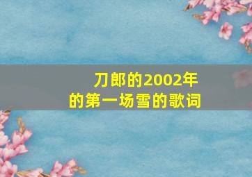 刀郎的2002年的第一场雪的歌词