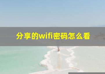 分享的wifi密码怎么看