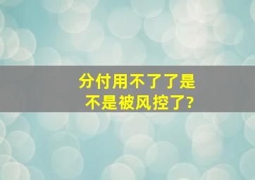 分付用不了了是不是被风控了?