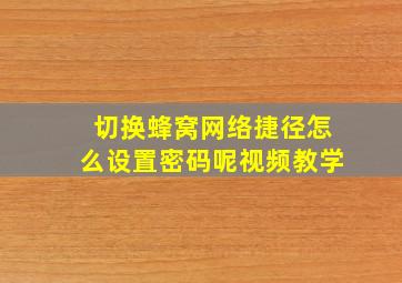 切换蜂窝网络捷径怎么设置密码呢视频教学