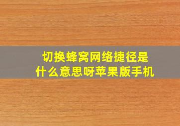 切换蜂窝网络捷径是什么意思呀苹果版手机