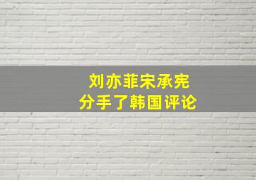 刘亦菲宋承宪分手了韩国评论