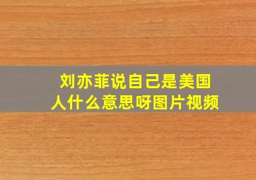 刘亦菲说自己是美国人什么意思呀图片视频