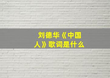 刘德华《中国人》歌词是什么