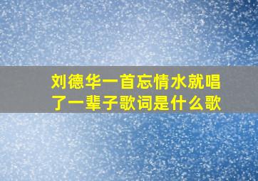 刘德华一首忘情水就唱了一辈子歌词是什么歌