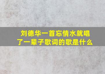 刘德华一首忘情水就唱了一辈子歌词的歌是什么