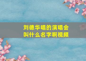 刘德华唱的演唱会叫什么名字啊视频