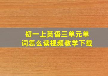 初一上英语三单元单词怎么读视频教学下载