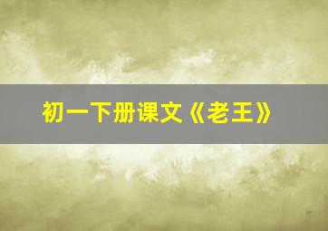 初一下册课文《老王》