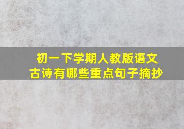 初一下学期人教版语文古诗有哪些重点句子摘抄